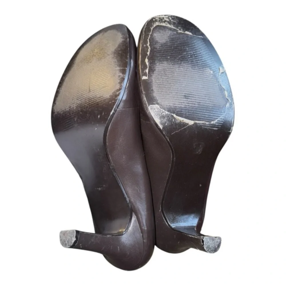 Y2K Kenzie (MUDD)‎ Posse leather kitten round closed toe pumps in brown sz 9